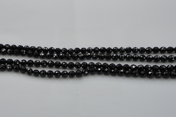 CBS522 15.5 inches 6mm faceted round A grade black spinel beads