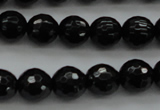 CBS523 15.5 inches 8mm faceted round A grade black spinel beads