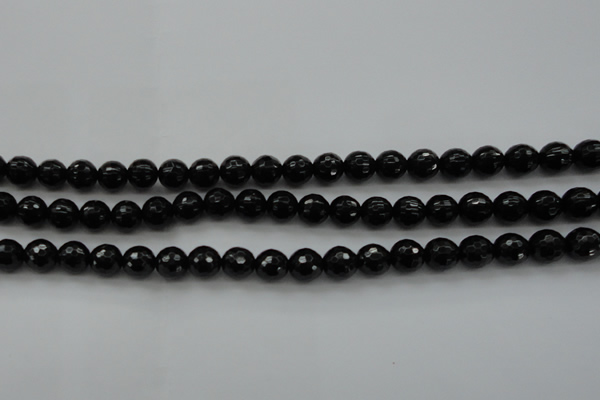 CBS523 15.5 inches 8mm faceted round A grade black spinel beads