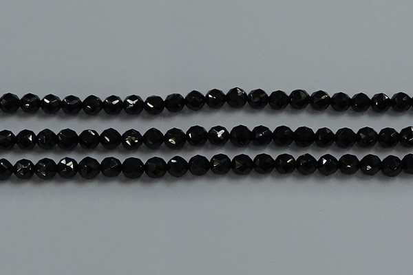 CBS525 15.5 inches 6mm faceted round natural black spinel beads