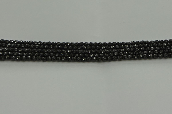 CBS534 15.5 inches 3mm faceted round black spinel beads