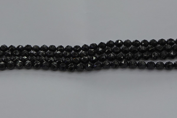 CBS536 15.5 inches 6mm faceted round black spinel beads