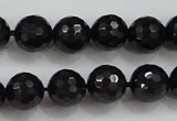 CBS557 15.5 inches 8mm faceted round AA grade black spinel beads