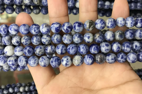 CBS602 15.5 inches 8mm round blue spot stone beads wholesale