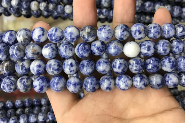 CBS604 15.5 inches 12mm round blue spot stone beads wholesale