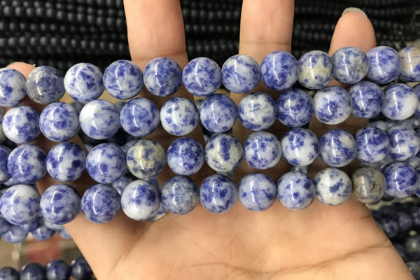 CBS605 15.5 inches 14mm round blue spot stone beads wholesale