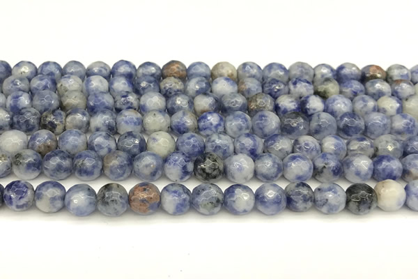 CBS611 15 inches 6mm faceted round blue spot stone beads