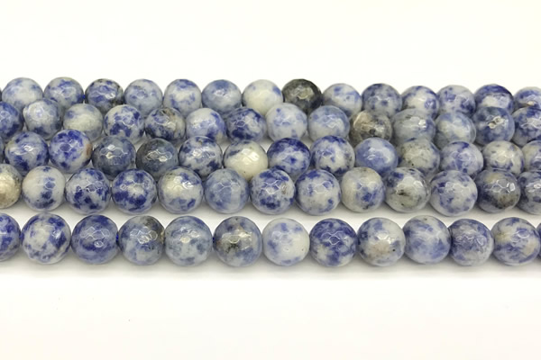 CBS613 15 inches 10mm faceted round blue spot stone beads