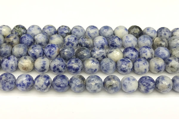 CBS614 15 inches 12mm faceted round blue spot stone beads