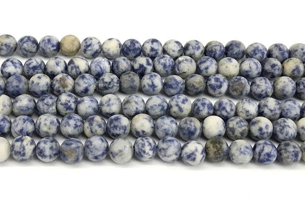 CBS618 15 inches 8mm round matte blue spot stone beads