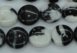 CBW144 15.5 inches 15mm flat round black & white jasper beads