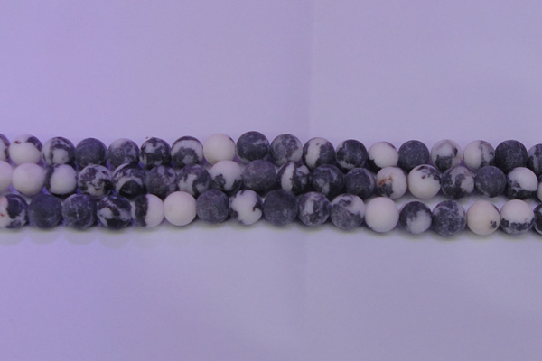 CBW155 15.5 inches 14mm round matte black & white jasper beads