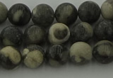 CBW162 15.5 inches 8mm round matte black fossil jasper beads