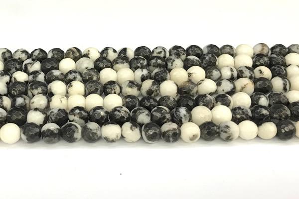 CBW180 15 inches 6mm faceted round black & white jasper beads