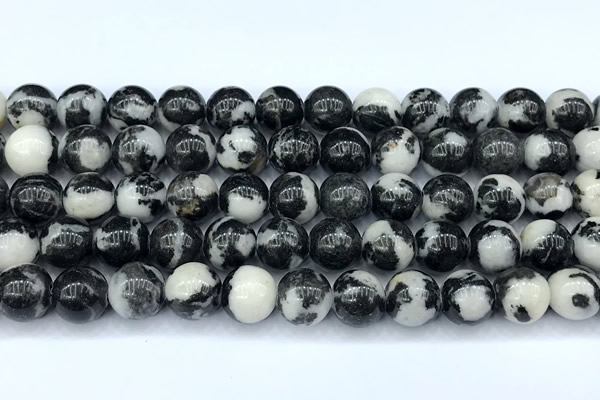 CBW186 15 inches 10mm round black & white jasper beads, 2mm hole