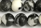 CBW193 15 inches 10mm round matte black & white jasper beads