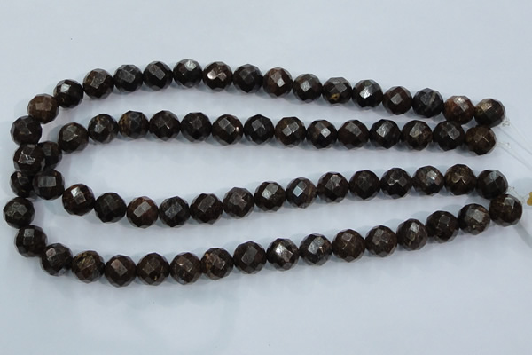 CBZ106 15.5 inches 12mm faceted round bronzite gemstone beads