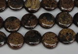 CBZ209 15.5 inches 12mm flat round bronzite gemstone beads