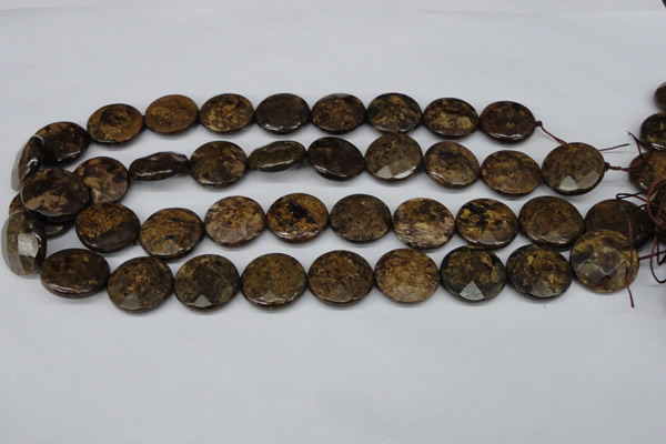 CBZ432 15.5 inches 18mm faceted coin bronzite gemstone beads