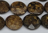 CBZ433 15.5 inches 20mm faceted coin bronzite gemstone beads