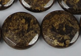 CBZ434 15.5 inches 25mm faceted coin bronzite gemstone beads