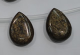 CBZ500 Top-drilled 10*14mm flat teardrop bronzite gemstone beads