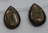 CBZ502 Top-drilled 13*18mm flat teardrop bronzite gemstone beads