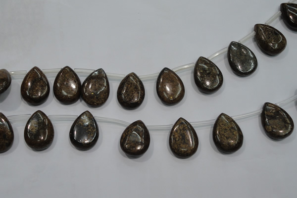 CBZ503 Top-drilled 15*20mm flat teardrop bronzite gemstone beads