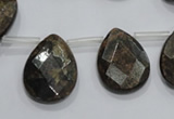 CBZ505 Top-drilled 10*14mm faceted flat teardrop bronzite gemstone beads