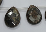 CBZ507 Top-drilled 13*18mm faceted flat teardrop bronzite gemstone beads