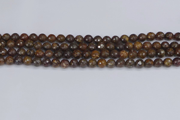 CBZ612 15.5 inches 8mm faceted round bronzite gemstone beads