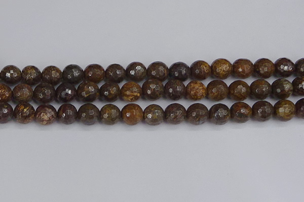 CBZ614 15.5 inches 12mm faceted round bronzite gemstone beads