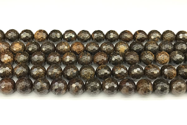 CBZ631 15 inches 8mm faceted round bronzite beads wholesale