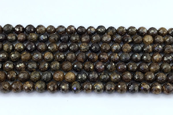 CBZ640 15 inches 6mm faceted round bronzite gemstone beads