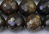 CBZ642 15 inches 10mm faceted round bronzite gemstone beads