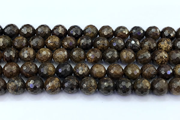 CBZ642 15 inches 10mm faceted round bronzite gemstone beads