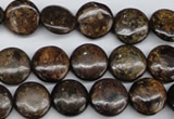 CBZ72 15.5 inches 12mm flat round bronzite gemstone beads