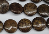 CBZ73 15.5 inches 16mm flat round bronzite gemstone beads