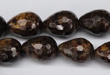 CBZ90 15.5 inches 15*20mm faceted teardrop bronzite gemstone beads