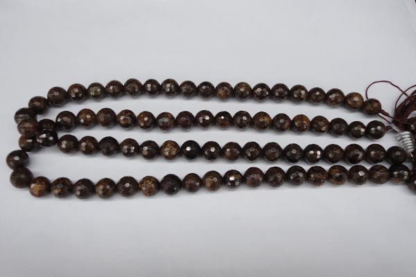 CBZ95 15.5 inches 10mm faceted round bronzite gemstone beads