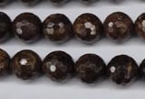 CBZ96 15.5 inches 12mm faceted round bronzite gemstone beads