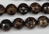 CBZ97 15.5 inches 14mm faceted round bronzite gemstone beads