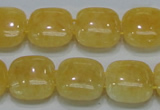 CCA14 15.5 inches 15*15mm square double drilled yellow calcite beads