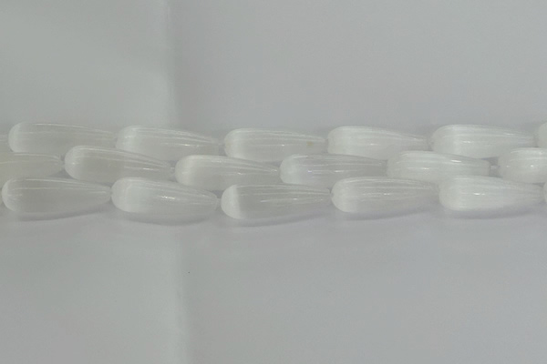 CCA358 15.5 inches 10*30mm teardrop white calcite gemstone beads