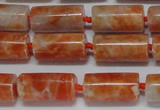 CCA465 15.5 inches 8*16mm tube orange calcite gemstone beads