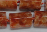 CCA471 15.5 inches 15*22mm faceted tube orange calcite gemstone beads