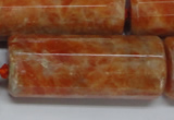 CCA472 15.5 inches 16*40mm faceted tube orange calcite gemstone beads