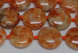 CCA475 15.5 inches 15mm flat round orange calcite gemstone beads