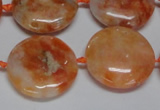 CCA476 15.5 inches 20mm flat round orange calcite gemstone beads