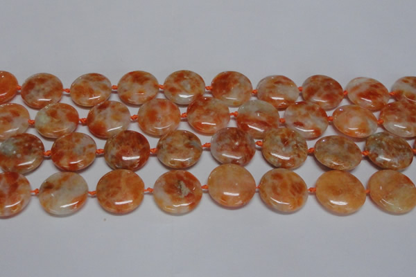 CCA476 15.5 inches 20mm flat round orange calcite gemstone beads